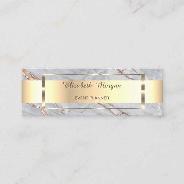 Eleganter moderner Goldstreifen-Rahmen, Marmor Mini Visitenkarte (Vorderseite)