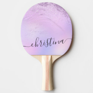 Eleganter, moderner Gradient, violetter Glitzer-Ma Tischtennis Schläger