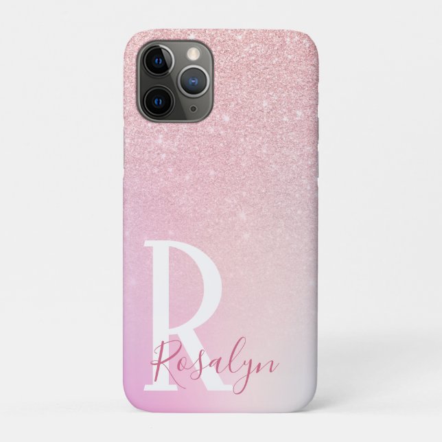 Eleganter moderner, gürtelrosa rosa Glitzer Case-Mate iPhone Hülle (Rückseite)