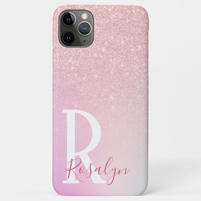 Eleganter moderner, gürtelrosa Rosengold-Glitzer Case-Mate iPhone Hülle (Rückseite)