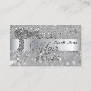 Eleganter moderner Haartrockner mit Silber-Glitter Visitenkarte