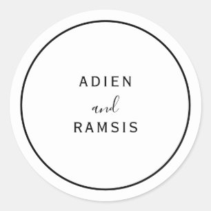 Eleganter moderner Hochzeitsticker Runder Aufkleber