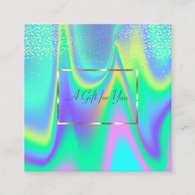 Eleganter moderner Holografischer Goldrahmen, Conf Rabattkarte (Vorderseite)