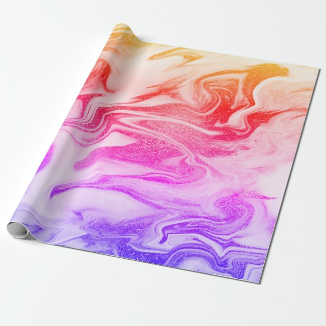 Eleganter, moderner holografischer Marmor Geschenkpapier (Ungerollt)