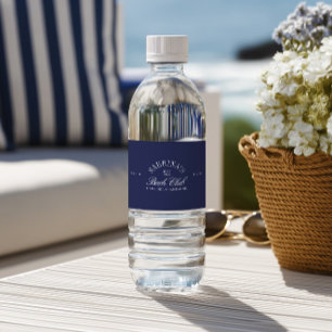 Eleganter moderner Junggesellinnenabschied in Navy Wasserflaschenetikett