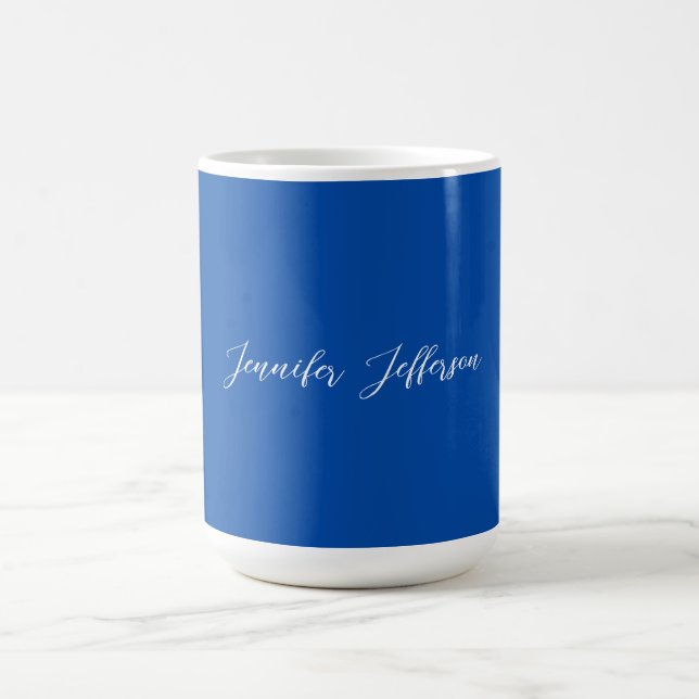 Eleganter, moderner Kalligraphiename Beruflich Blu Kaffeetasse (Mittel)