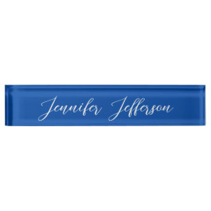 Eleganter, moderner Kalligraphiename Beruflich Blu Namensplakette