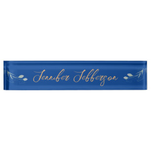 Eleganter, moderner Kalligraphiename Beruflich Blu Namensplakette