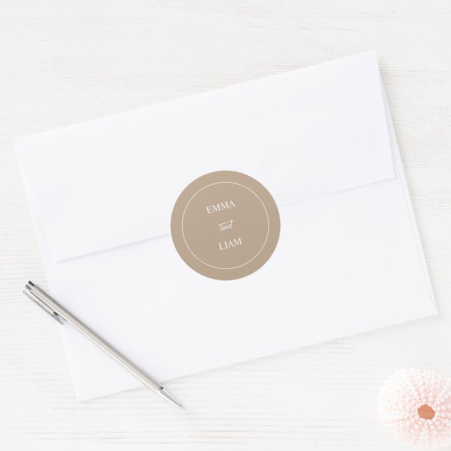 Eleganter moderner klassischer Hochzeits-Monogramm Runder Aufkleber (Umschlag)
