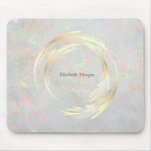 Eleganter moderner Kreis Gold, weißer Opal Mousepad