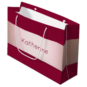 Eleganter moderner Küken-Rose Gold & Bordeaux-Stre Große Geschenktüte