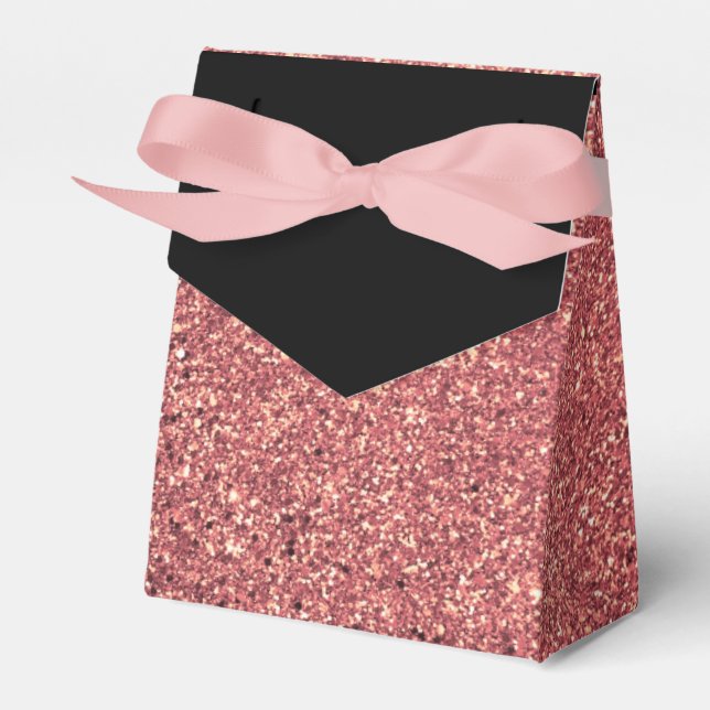 Eleganter, moderner Küken Rose Gold Glitzer Schwar Geschenkschachtel (Vorderseite)