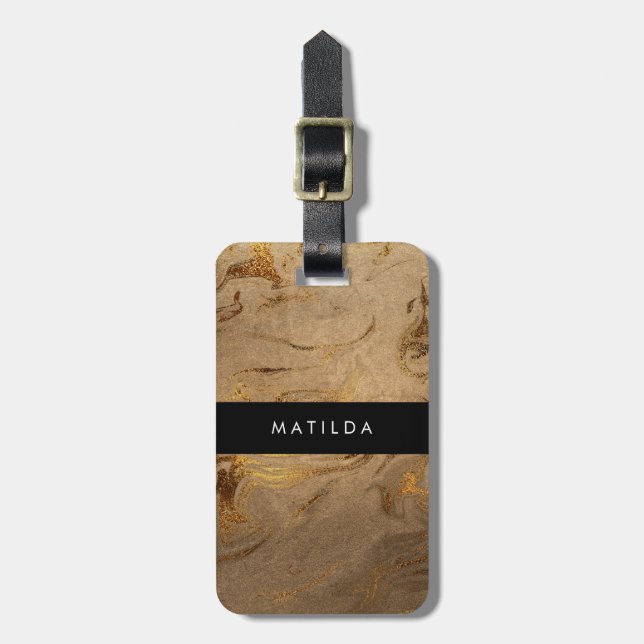 Eleganter moderner Kupfergold-Look Gepäckanhänger (Vorderseite vertikal)