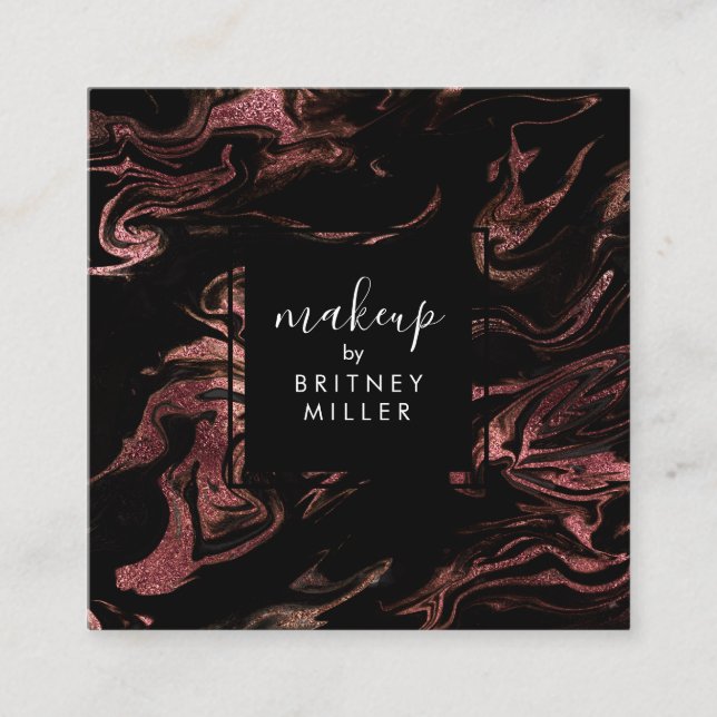 Eleganter, moderner Kupfergold-Rose Quadratische Visitenkarte (Vorderseite)