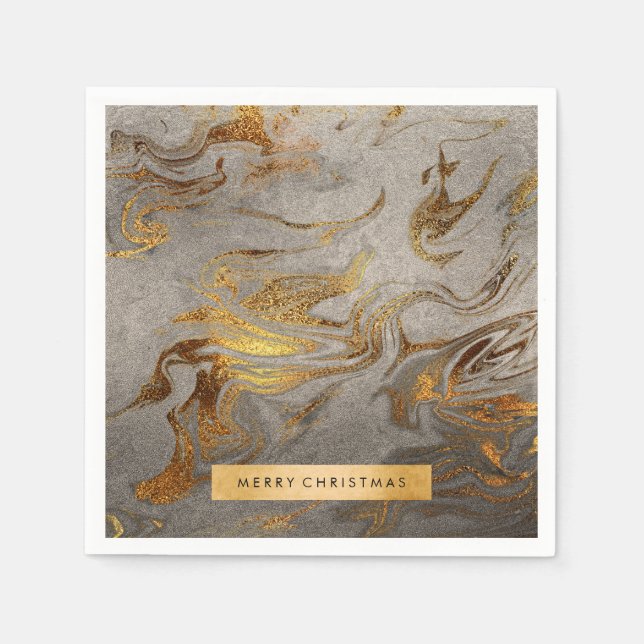 Eleganter moderner Kupfergold- und Silbermarmor-Lo Serviette (Vorderseite)