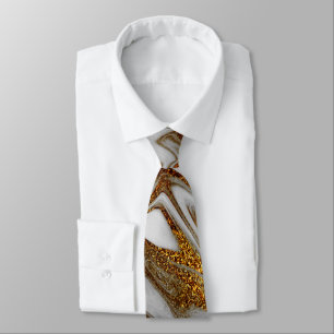 Eleganter moderner Kupfergold und weißer Marmor-L Krawatte