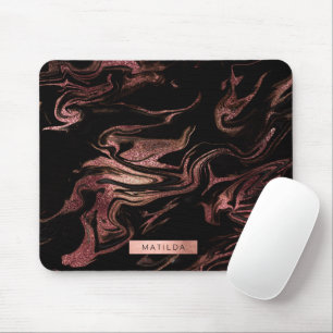 Eleganter, moderner Kupferstich aus Rose mit goldf Mousepad