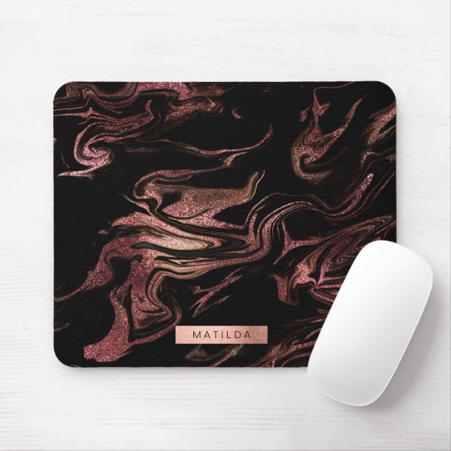 Eleganter, moderner Kupferstich aus Rose mit goldf Mousepad (Mit Mouse)