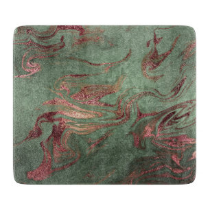 Eleganter, moderner Kupferstich mit goldgrünem Mar Schneidebrett