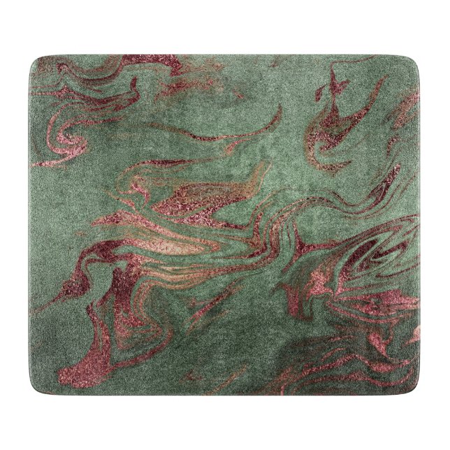 Eleganter, moderner Kupferstich mit goldgrünem Mar Schneidebrett (Vorderseite)