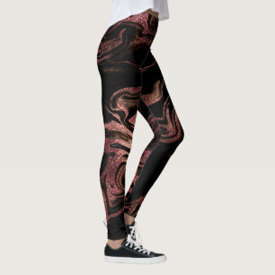 Eleganter, moderner Kupferstich-Rose-Goldgold-Marm Leggings