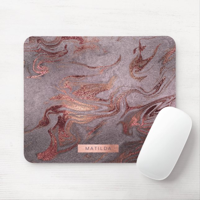 Eleganter, moderner Kupferstich-Rose mit lila Marm Mousepad (Mit Mouse)