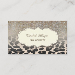 Eleganter, moderner Leopard Print Glitzer Ombre Visitenkarte