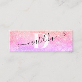 Eleganter, moderner, lila Glitzer-Makeup-Künstler Mini Visitenkarte