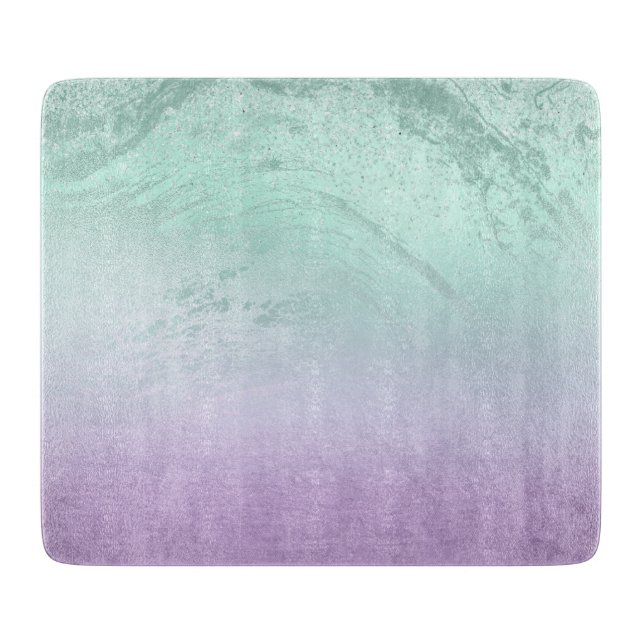 Eleganter, moderner, lila und minter Glitzer-Marmo Schneidebrett (Vorderseite)