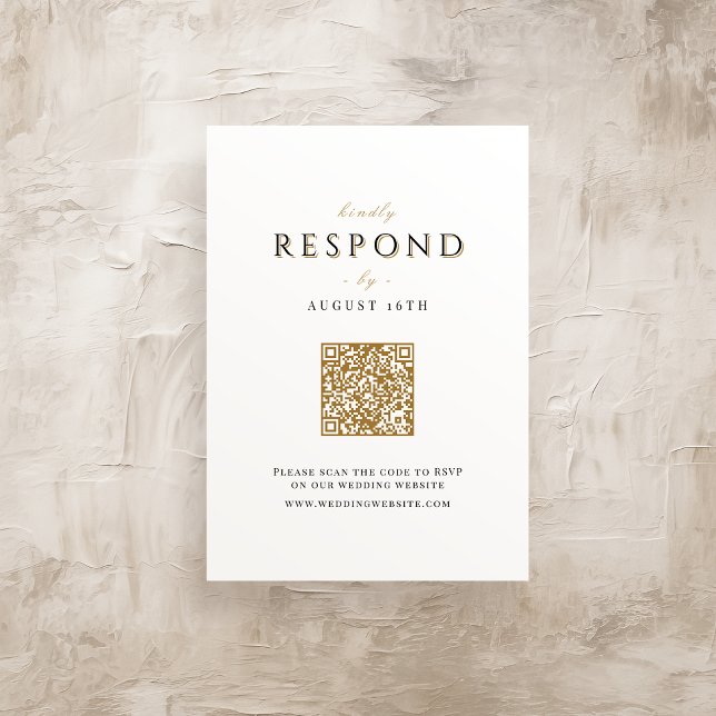 Eleganter moderner Luxus QR Code Hochzeit RSVP Karte (Elegant Modern Classy Luxury QR code Wedding RSVP Card)