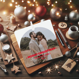 Eleganter moderner Minimal | Weihnachts-Couple-Fot Ornament Aus Metall