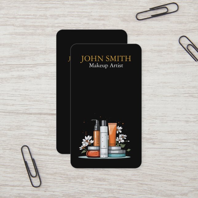 Eleganter moderner Minimalistisch Makeup Artist Visitenkarte (Vorderseite/Rückseite Beispiel)