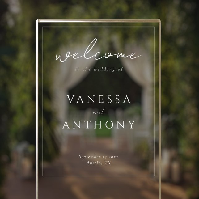 Eleganter, moderner Minimalistischer Hochzeitsempf Acrylschild (Von Creator hochgeladen)