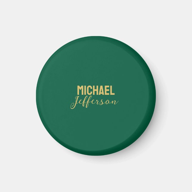 Eleganter moderner minimalistischer Name in Goldgr Magnet (Vorne)