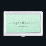 Eleganter moderner Minzgrün-Glitzer-Makeup-Künstle Visitenkarten Dose<br><div class="desc">Modernes Design mit Imitaten minzgrünen Glitzer Textur mit elegantem kalligraphischen Schriftart.</div>