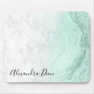Eleganter, moderner, minzgrüner Glitzer aus weiß Mousepad