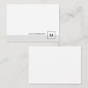 Eleganter, moderner Monogram, grauer Grenzname Mitteilungskarte