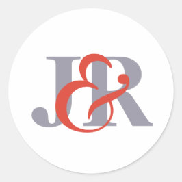 Eleganter moderner Monogram-Hochzeitsticker Runder Aufkleber