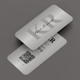Eleganter, moderner Monogram-Silver Beruflich Visitenkarte