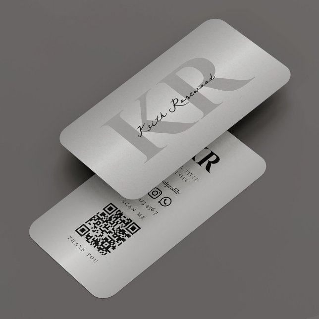 Eleganter, moderner Monogram-Silver Beruflich Visitenkarte (Elegant Modern Monogram Silver Professional Business Card
)