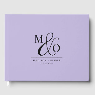 Eleganter moderner Monogram Wedding Lavender Gästebuch
