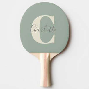 Eleganter moderner Monogramm-Name in Salbeigrün Tischtennis Schläger