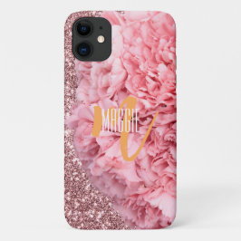 Eleganter Moderner Monogramm Rosa Rosa Glitzer Gir Case-Mate iPhone Hülle