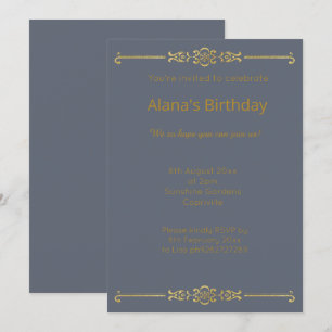 ELEGANTER MODERNER NAVY BLAUE GOLD GRENZE EINLADUNG