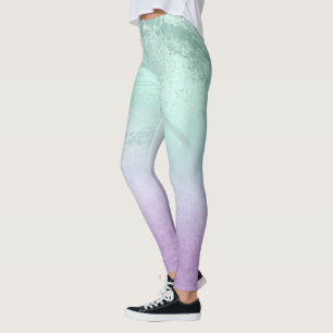 Eleganter moderner ombre lila & mint Glitzer Marmo Leggings