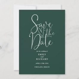 Eleganter moderner QR-Code Emerald Green Wedding Save The Date