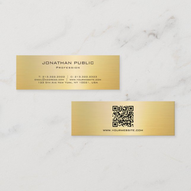 Eleganter moderner QR-Code Gold - Erstellen Sie Ih Mini Visitenkarte (Vorne/Hinten)