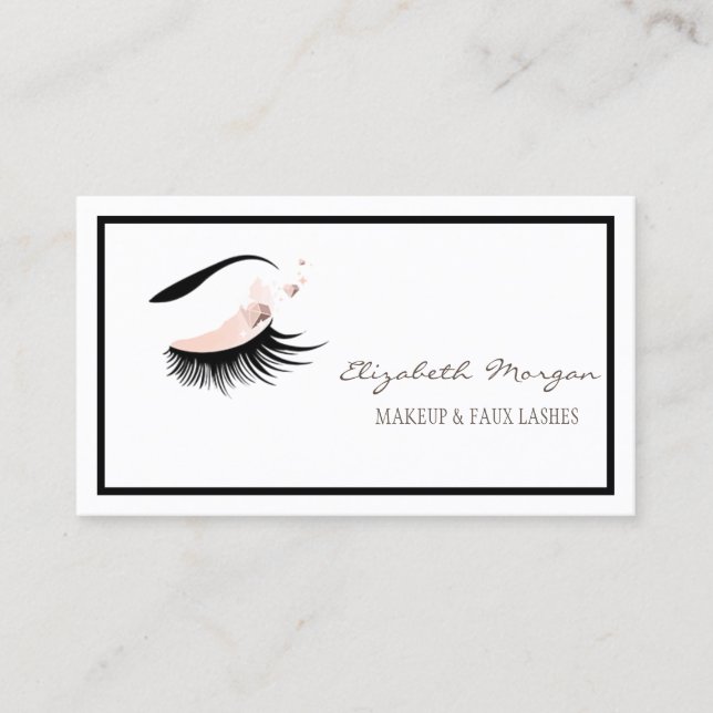 Eleganter moderner Rahmen, Makeup, Imitate Lashes Visitenkarte (Vorderseite)