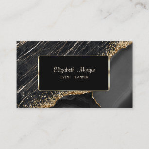 Eleganter moderner Rahmen, schwarze Marmor-Goldpai Visitenkarte