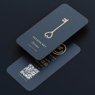 Eleganter moderner Realtor Dark Blue Real Anwesen Visitenkarte